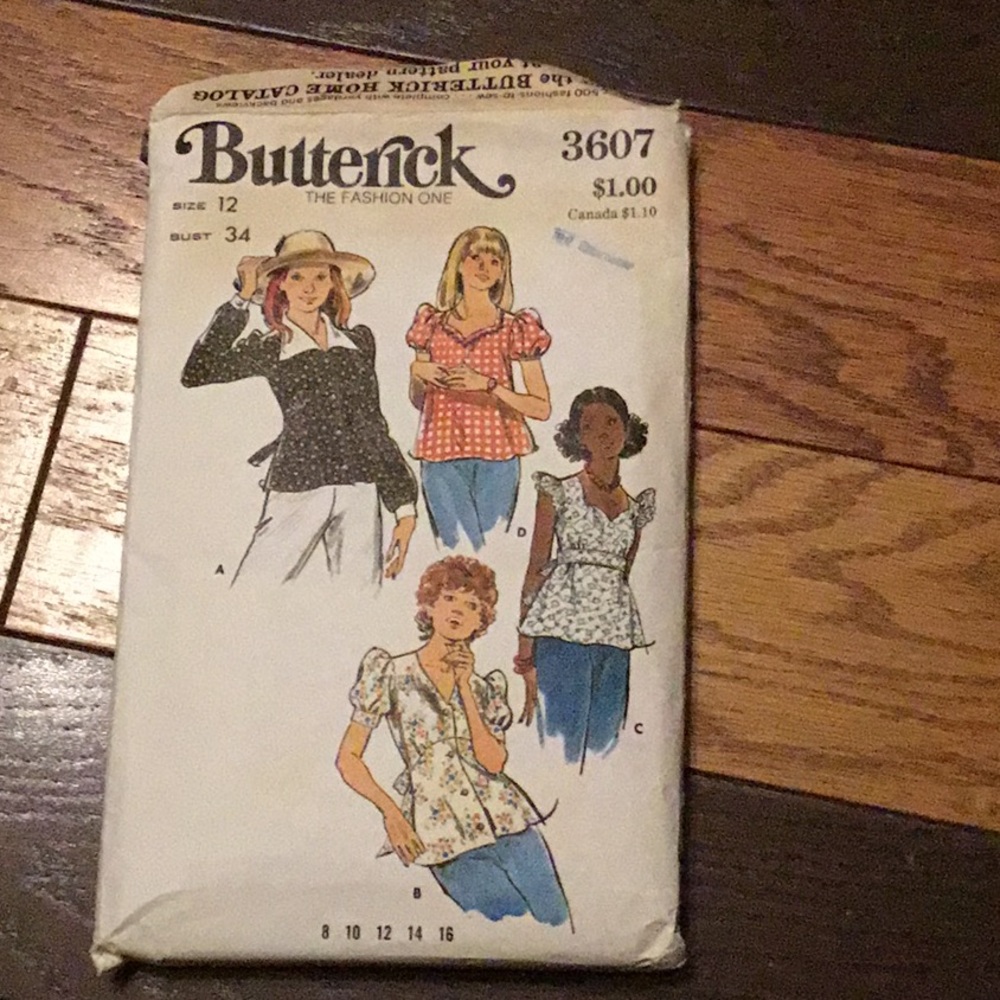 Vintage Butterick 3607 vntg pattern tops versatile